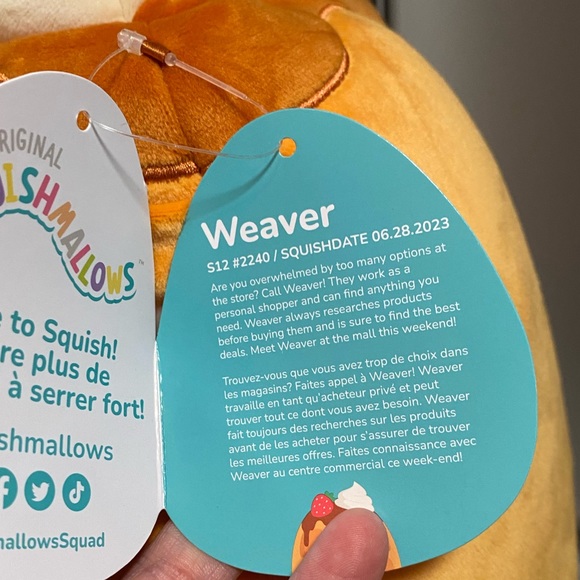 Weaver the Waffle Squishmallow 12" NWT w/ Strawberry Squish date 06-28-2023 - Picture 3 of 4